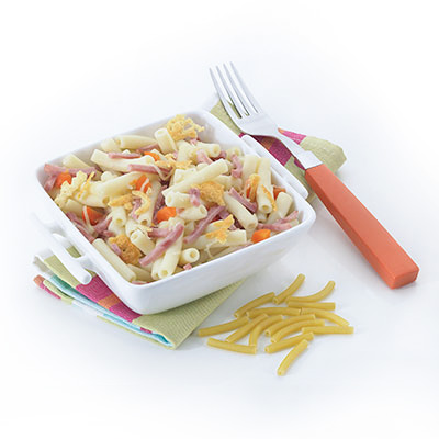 Makkaroni-Gratin mit Schinkenstreifen