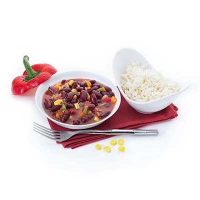 Vegetarisches Chili mit Reis